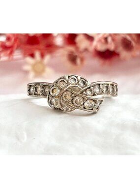 Knotted ForeverEternity Style CZ Stone Sterling Silver 925 Vintage Ring sz 9.25